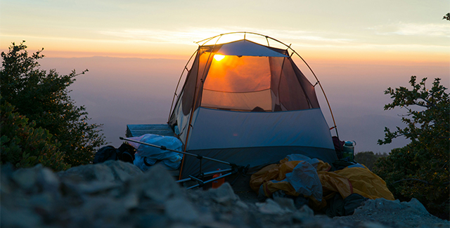 tent camping on the mountain